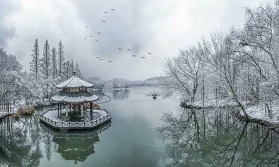 淡雅西子雪 水墨展苍翠